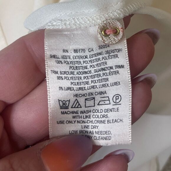 Anthropologie HD in Paris Cream Pink Sparkle Elinor Ruffle Long Sleeve Top - Picture 16 of 17